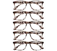 OPULIZE NYX Blue Light Blocking Reading Glasses - Anti-Glare Computer and Gaming Eyewear - 5 Pack - UV and Eyestrain Protection - Rectangular Frame - Brown Tortoiseshell - Men Women - + 0.00