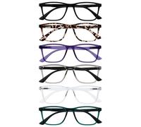 OPULIZE NYX Gafas de Lectura de Bloqueo de Luz Azul para hombre y mujer, Lentes Antideslumbrante para ordenador - Paquete de 6 - Protección UV - Negro Marrón Morado Gris Claro Turquesa - + 2,50