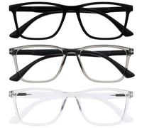 OPULIZE NYX Gafas de Lectura de Bloqueo de Luz Azul para hombre y mujer, Lentes Antideslumbrante para ordenador - Paquete de 3 - Protección UV - Negro Gris Claro - + 2,50