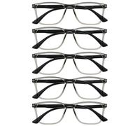 OPULIZE NYX Gafas de Lectura de Bloqueo de Luz Azul para hombre y mujer, Lentes Antideslumbrante para ordenador - Paquete de 5 - Protección UV - Gris - + 1,50
