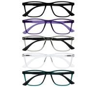OPULIZE NYX Gafas luz azul - Gafas filtro luz azul - Gafas para ordenador con antideslumbrante - Paquete de 5 - Protección UV - Rectangular - Negro Morado Gris Claro Turquesa