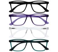 OPULIZE NYX Gafas luz azul mujer y hombre - Lentes Antideslumbrante para ordenador - Paquete de 4 - Protección UV - Negro Morado Claro Turquesa