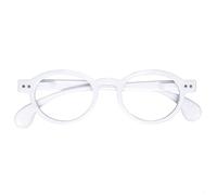 OPULIZE OCA Gafas de Lectura - Montura Moderna Retro Redonda - Blanco Brillante - Hombre Mujer - Bisagras de Muelle - R54-W - +1.00