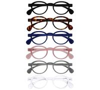 OPULIZE OCA Gafas de Lectura - Pack de 6 - Montura Moderna Retro Redonda - Negro, Marrón, Azul, Rosa, Gris, Blanco - Hombre Mujer - RRRRRR54-12347W - +1.50