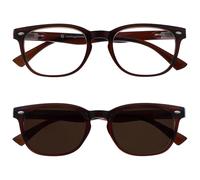 OPULIZE ORA Gafas de Lectura para hombre y mujer con gafas de sol para leer, Bisagras de Muelle, Monturas redondas, Paquete de 2 Marrón oscuro +3,00