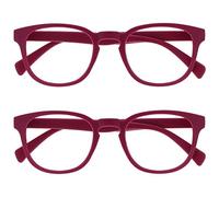 OPULIZE Pop Gafas de Lectura Pack de 2 Redondas Rosa Fucsia Mate Satinado Bisagras con Muelle Resistentes a los Arañazos Hombre Mujer RR2-4 +3.00
