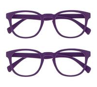 OPULIZE Pop Gafas de Lectura Pack de 2 Redondas Violeta Mate Satinado Bisagras con Muelle Resistentes a los Arañazos Hombre Mujer RR2-5 +1.00