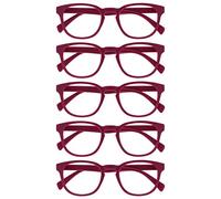 OPULIZE Pop Gafas de Lectura Pack de 5 Redondas Rosa Fucsia Mate Satinado Bisagras con Muelle Resistentes a los Arañazos Hombre Mujer RRRRR2-4 +2.00