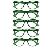 OPULIZE Pop Gafas de Lectura Pack de 5 Redondas Verde Musgo Mate Satinado Bisagras con Muelle Resistentes a los Arañazos Hombre Mujer RRRRR2-5 +2.00