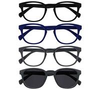 OPULIZE Pop Pack 4 Gafas De Lectura Con Lectores De Sol Retro Redondo Negro Mate Suave Azul Gris Hombres Mujeres RRRS2-1377 +3,00