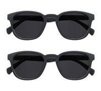 OPULIZE Pop Sunreading Glasses pack de 2 Clásica Retro Redonda Chunky Gris Mate Cristales Tintados Bisagras con Muelle Resistente a los Arañazos Lente tintada Protección UV400 Hombre Mujer S2-7 +2.00