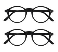 OPULIZE REY Gafas de Lectura - Pack de 2 - Montura Redonda Retro - Negro Mate - Hombre Mujer - Bisagras de Muelle - RR56-1 - +3.50