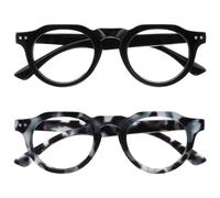 OPULIZE RIO Gafas de Lectura con Filtro de Luz Azul Pack de 2 - Montura Parte Superior Plana - Negro, Carey Azul - Hombre y Mujer - BB53-13 - +1.00
