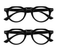 OPULIZE RIO Gafas de Lectura con Filtro de Luz Azul Pack de 2 - Montura Parte Superior Plana - Negro - Hombre y Mujer - Bisagras de Muelle - BB53-1 - +1.50