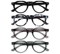 OPULIZE RIO Gafas de Lectura con Filtro de Luz Azul Pack de 4 - Montura Parte Superior Plana - Negro, Azul, Verde, Gris - Hombres y Mujeres - BBBB53-1367 - +3.50