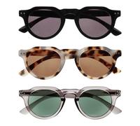 OPULIZE RIO Gafas de Lectura Para el Sol - Pack de 3 - Montura Plana - Protección UV400 - Negro, Marrón Carey, Gris - Hombre Mujer - SSS53-127- +3.50