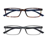 OPULIZE See Gafas Lectura Filtro Luz Azul x2 Estrecha Bisagras de Resorte Mejoran Sueño Reducen Dolor de Cabeza Ordenador Videojuegos Antirreflejante Marrón Gris Hombre Mujer BB9-27 +3.00