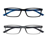 OPULIZE See Gafas Lectura Filtro Luz Azul x2 Estrecha Bisagras de Resorte Mejoran Sueño Reducen Dolor de Cabeza Ordenador Videojuegos Antirreflejante Negro Gris Hombre Mujer BB9-17 +2.50