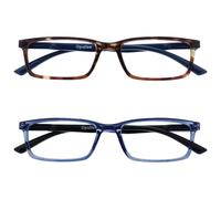OPULIZE See Gafas Lectura Filtro Luz Azul x2 Estrecha Bisagras de Resorte Mejoran Sueño Reducen Dolor de Cabeza Ordenador Videojuegos Antirreflejante Marrón Azul Hombre Mujer BB9-23 +3.50