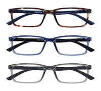 OPULIZE See Gafas Lectura Filtro Luz Azul x3 Estrecha Bisagras de Resorte Mejoran Sueño Reducen Dolor de Cabeza Ordenador Videojuegos Antirreflejante Marrón Azul Gris Hombre Mujer BBB9-237 +1.00