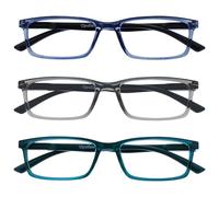 OPULIZE See Gafas Lectura Filtro Luz Azul x3 Estrecha Bisagras de Resorte Mejoran Sueño Reducen Dolor de Cabeza Ordenador Videojuegos Antirreflejante Azul Gris Turquesa Hombre Mujer BBB9-37Q +2.50