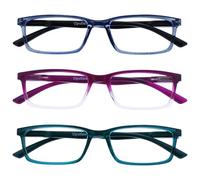 OPULIZE See Gafas Lectura Filtro Luz Azul x3 Estrecha Bisagras de Resorte Mejoran Sueño Reducen Dolor de Cabeza Ordenador Videojuegos Antirreflejante Azul Morado Turquesa Hombre Mujer BBB9-35Q +3.50