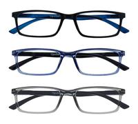 OPULIZE See Gafas Lectura Filtro Luz Azul x3 Estrecha Bisagras de Resorte Mejoran Sueño Reducen Dolor de Cabeza Ordenador Videojuegos Antirreflejante Negro Azul Gris Hombre Mujer BBB9-137 +1.50