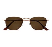 OPULIZE Sky Gafas de Lectura Solares Montura Delgada Clásica de Metal Dorado Marrón Resistente a Arañazos Lente Tintado con Protección UV400 Hombre Mujer S95-9 +3.00