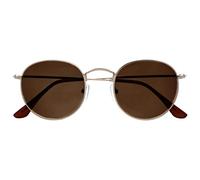 OPULIZE Sol Gafas de Lectura Solares Montura Retro Redonda Dorado Marrón Resistente a Arañazos Bisagras de Muelle Lente Tintado Protección UV 400 Unisex Hombre Mujer S94-9 +0.00