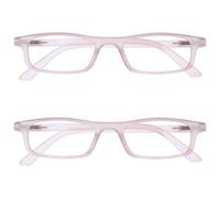 OPULIZE Ted Gafas de Lectura Pack de 2 Estrechas y Ligeras Rosa Transparente Mate Bisagras con Muelle Resistentes a los Arañazos Hombre Mujer RR17-4 +3.50