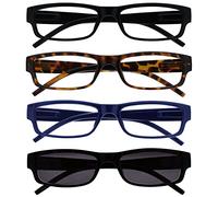 OPULIZE The Reading Glasses Company Gafas De Lectura Negro Marrón Azul Lectores Con Uv400 Lectores De Sol Valor Pack 4 Hombres Mujeres Rrrs32-1231 +2,00 4 Unidades 88 g