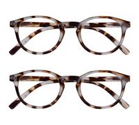 OPULIZE Zen Gafas de Lectura Pack de 2 Redondo Marrón Claro Carey Bisagras con Muelle Resistente a los Arañazos RR24-1T +2.50