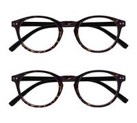OPULIZE Zen Gafas de Lectura Pack de 2 Redondo Marrón Claro Carey Bisagras con Muelle Resistente a los Arañazos RR24-1T +2.00
