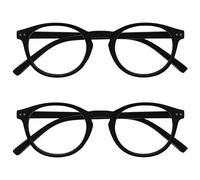 OPULIZE Zen Gafas de Lectura Pack de 2 Redondo Negro Mate Satinado Bisagras con Muelle Resistente a los Arañazos RR24-1 +3.50
