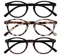 OPULIZE Zen Gafas de Lectura Pack de 3 Redondo Negro Mate Satinado, Marrón Claro Mate Carey, Marrón Oscuro Carey Bisagras con Muelle Resistente a los Arañazos RRR24-11T2 +2.00