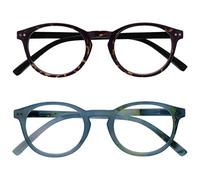 OPULIZE Zen Pack 2 Gafas De Distancia Corto De Vista Miopía Pequeño Oscuro Marrón Turquoise Hombres Mujeres MM24-2Q -2,00