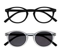 Opulize Zen Pack 2 Gafas De Lectura Con Lectores De Sol Negro Cristal Pequeño Hombres Mujeres RS24-1C +3,00