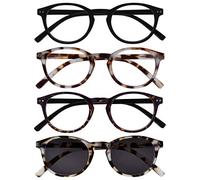 Opulize Zen Pack 4 Gafas De Lectura Con Lectores De Sol Negro Ligero Oscuro Marrón Pequeño Hombres Mujeres RRRS24-11T21T +3,00