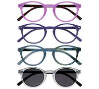 Opulize Zen Pack 4 Gafas De Lectura Con Lectores De Sol Rosa Púrpura Turquoise Cristal Pequeño Hombres Mujeres RRRS24-45QC +3,00