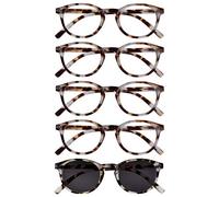Opulize Zen Pack 5 Gafas De Lectura Con Lectores De Sol Ligero Marrón Carey Pequeño Hombres Mujeres RRRRS24-1T +2,00