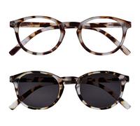 OPULIZE Zen Paquete Doble Gafas De Lectura Con Lectores De Sol Ligero Marrón Carey Pequeño Hombres Mujeres RS24-1T +1,00