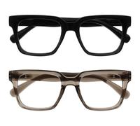OPULIZERA Blue Light Blocking Reading Glasses - Anti-Reflective and Anti-Glare - 2 Pack Readers - UV400 Protection - Oversized Frame - Computer and Screen Glasses - Black Grey - Men Women - +1.00