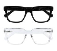 OPULIZERA Blue Light Blocking Reading Glasses - Anti-Reflective and Anti-Glare - 2 Pack Readers - UV400 Protection - Oversized Frame - Computer and Screen Glasses - Black Clear - Men Women - +2.50