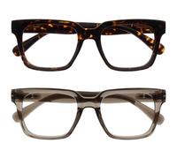 OPULIZERA Blue Light Blocking Reading Glasses - Anti-Reflective and Anti-Glare - 2 Pack Readers - UV400 Protection - Oversized Frame - Computer and Screen Glasses - Brown Grey - Men Women - +3.50