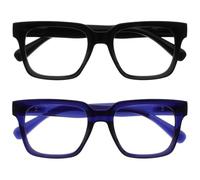 OPULIZERA Gafas de Lectura de Bloqueo de Luz Azul para hombre y mujer, Lentes Antirreflectante y Antideslumbrante, Protección UV, Pacquete de 2 Negro Azul +1,00