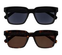 OPULIZERA - Gafas de sol de lectura, lentes tintadas en negro y marrón, paquete de 2, antirreflectantes y antirreflejos, protección UV400, marco rectangular de gran tamaño, bisagras de resorte