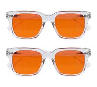 OPULIZERA Gafas de sol hombre y mujer - Gafas de moda con marco grande - Lentes Naranjas - Paquete de 2 - Antirreflectante y Antideslumbrante UV400 - Claro