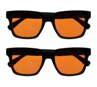 OPULIZERA Gafas de sol hombre y mujer - Gafas de moda con marco grande - Lentes Naranjas - Paquete de 2 - Antirreflectante y Antideslumbrante UV400 - Negro