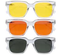 OPULIZERA Gafas de sol hombre y mujer - Gafas de moda - Lentes Amarillas/Naranjas/Verdes - Paquete de 3 - Gafas de sol polarizadas UV400 - Antirreflectante y Antideslumbrante - Claro