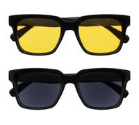 OPULIZERA Gafas de sol hombre y mujer - Gafas de moda - Lentes Amarillas/Negras - Paquete de 2 - Gafas de sol polarizadas UV400 - Antirreflectante y Antideslumbrante - Negro
